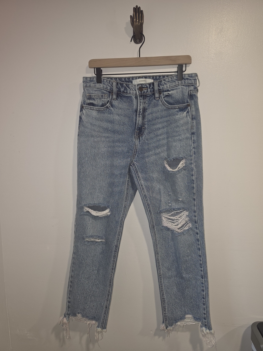 Hidden Light Blue Distressed Cotton Denim Women’s Jeans Size 28